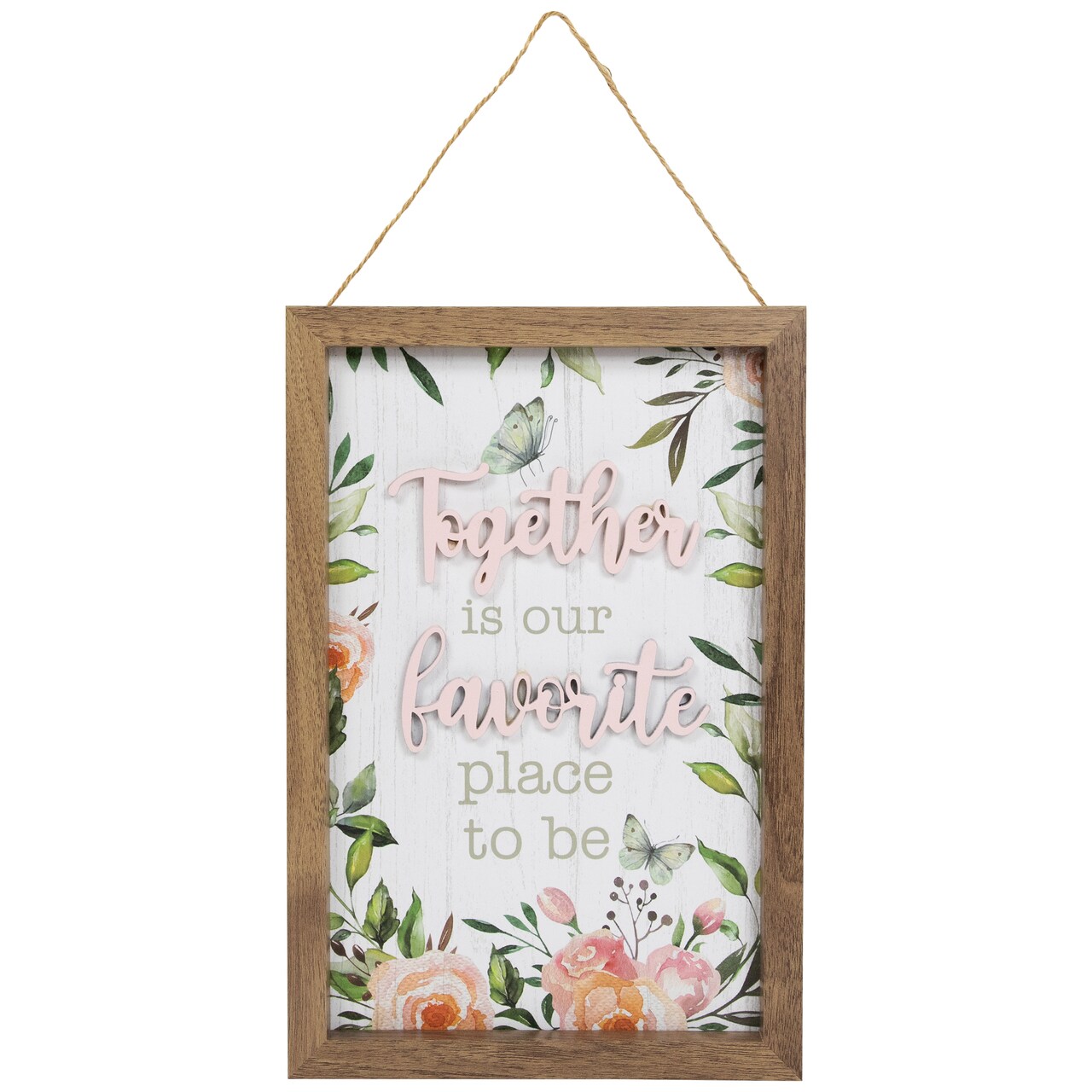 Northlight Wooden Framed "Together Is Our Favorite Place To Be" Wall Sign - 11.75"